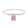 Glass Beaded Stretch Bracelet with Brass Beads BJEW-MZ00005-4