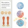 Brass Wax Seal Stamp Heads & Pearwood Handles Kit AJEW-SD0001-20-4