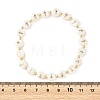 Natural Freshwater Shell Flat Round with Cross Beaded Stretch Bracelets for Women BJEW-JB14238-4