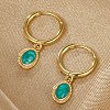 925 Sterling Siliver Enamel Oval Dangle Hoop Earrings QO5135-1-3