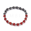 Round Mixed Gemstone Beads Stretch Bracelet for Girl Women BJEW-F418-02-2