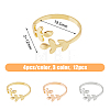 12Pcs 3 Colors Alloy Leafy Branch Open Cuff Finger Rings Set for Women RJEW-HY0001-02-2