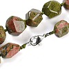 Natural Unakite Nuggets Beaded Necklaces for Women Men NJEW-K388-01U-3