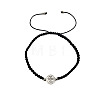 Alloy Flat Round Bead Braided Bead Bracelets NI5372-5-1