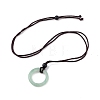 Natural Green Aventurine Ring Pendant Necklace with Nylon Cord for Women NJEW-F306-02D-2