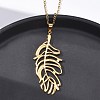 304 Stainless Steel Leaf Pendant Necklaces NJEW-H059-29A-G-2