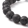 Natural Lava Rock & Tiger Eye Stretch Bracelet with Alloy Beaded BJEW-TA00147-03-6