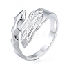 Non-Tarnish 304 Stainless Steel Leaf Cuff Rings RJEW-N038-125P-1