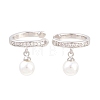 Round Brass Micro Pave Clear Cubic Zirconia Cuff Earrings EJEW-Z164-02P-4