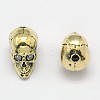 Skull Brass Micro Pave Cubic Zirconia Beads ZIRC-F018-03-1