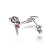 Brass Micro Pave Cubic Zirconia Flash Crawler Stud Earrings EJEW-F201-03P-2