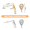 8 Pairs 2 Colors Brass Micro Pave Clear Cubic Zirconia Stud Earring Findings KK-DC0001-32-2