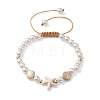 Adjustable Synthetic Turquoise & ABS Plastic Pearl Braided Bead Bracelet BJEW-JB10101-02-1