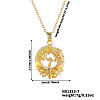 Elegant Brass & Glass Hollow Design Tree Pendant Necklaces WX2591-7-1