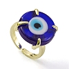 Lampwork Evil Eye Open Cuff Ring RJEW-M147-01LG-08-2