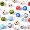 60Pcs 10 Styles Christmas Spray Painted Schima Wood Beads WOOD-FS0002-45-3
