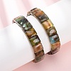 Dyed & Heated Natural Banded Agate Faceted Beaded Stretch Bracelets for Women BJEW-K251-08D-1
