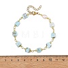 Natural Larimar Square Beaded Chain Bracelets for Women BJEW-JB14478-4