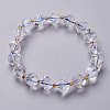 Faceted Natural Quartz Crystal Stretch Beaded Bracelets BJEW-H543-B10-1