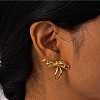 Bowknot Brass Stud Earrings for Women EJEW-Z067-01G-1