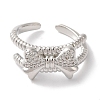 Bowknot Brass Micro Pave Clear Cubic Zirconia Open Cuff Rings for Women RJEW-C098-02P-2