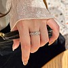 Rhombus Pattern 925 Sterling Silver with Crystal Rhinestone Finger Rings FS-WG922B2-03-3