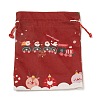 Christmas Theme Rectangle Cloth Bags with Jute Cord ABAG-P008-01F-2
