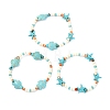 Dyed Synthetic Turquoise & Ocean White Jade Beads Stretch Bracelets for Women BJEW-JB14015-3