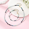 Natural White Jade & Amazonite & Apatite & Lapis Lazuli Round Beaded Necklaces and Bracelet Set SJEW-JS01382-1