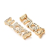 Brass Micro Pave Clear Cubic Zirconia Word LUCKY Links Connector Charms KK-K002-32A-G-3