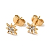 Ion Plating(IP) Rhinestone Flower Stud Earrings with 316 Surgical Stainless Steel Pins EJEW-A081-10G-04-1