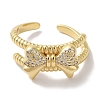 Bowknot Brass Micro Pave Clear Cubic Zirconia Open Cuff Rings for Women RJEW-C098-02G-2