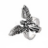 Men's Angel Alloy Open Cuff Ring RJEW-N029-097-3