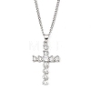 Brass Micro Pave Clear Zirconia Cross Pendant Necklaces NJEW-M211-05A-P-1
