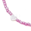 12Pcs 12 Colors Summer Beach Natural Shell Heart with Glass Beaded Anklets AJEW-AN00779-4