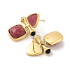 Ion Plating(IP) Natural Rhodonite Stud Earring Findings EJEW-U014-01F-2