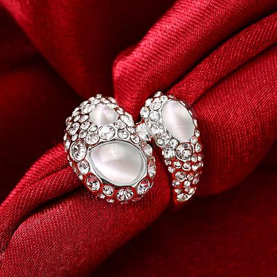 Real Platinum Plated Tin Alloy Czech Rhinestone Wide Band Rings for Women RJEW-BB01117-7P-1