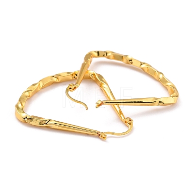 Textured Triangle Hoop Earrings for Girl Women KK-C224-02G-1