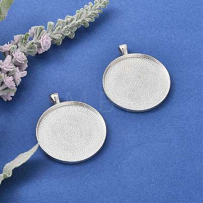 Tibetan Style Flat Round Alloy Big Pendant Cabochon Settings LS-X-TIBEP-Q049-09AS-RS-1