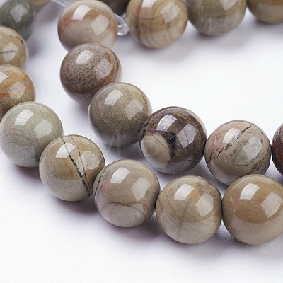 Natural Silver Leaf Jasper Beads Strands X-G-F520-45-8mm-1