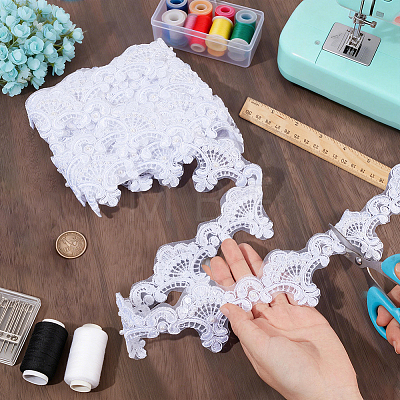 5Yards Polyester Flower Lace Ribbon OCOR-NB0002-82A-1