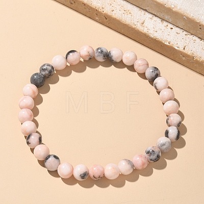 Natural Zebra Jasper Bead Stretch Bracelets X-BJEW-K212-A-035-1