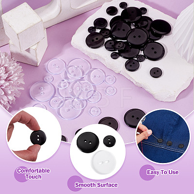 2-Hole Flat Round Resin Sewing Buttons For Costume Design BUTT-TA0001-62-1