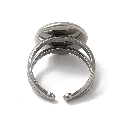 Non-Tarnish 304 Stainless Steel Cuff Ring Settings STAS-E202-02A-P-1