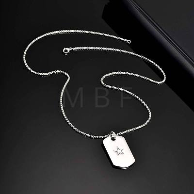 304 Stainless Steel Star Dog Tag Pendant Box Chain Necklaces for Men WGDBA2D-02-1