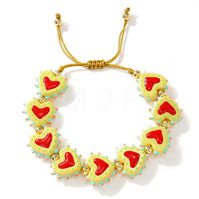 Handmade Heart Resin & Brass Bead Braided Bracelets JT1412-4-1