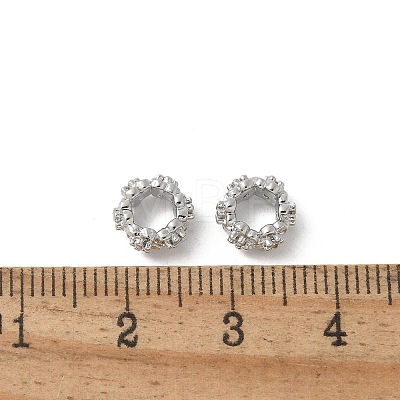 Brass Micro Pave Cubic Zirconia Daisy Spacer Beads KK-U052-37P-NF-1