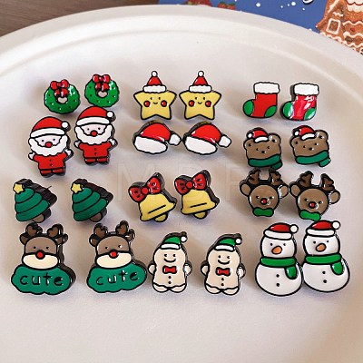 Christmas Theme Resin Clip-on Earrings EJEW-C170-02-1