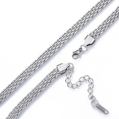 304 Stainless Steel Mesh Chains Necklace for Men Women NJEW-N052-03P-1