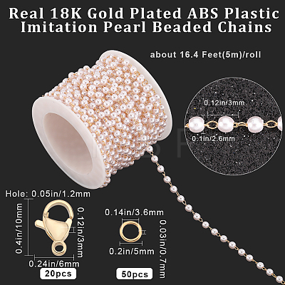 DIY Imitation Pearl Beaded Chain Bracelet Necklace Making Kit CHC-BBC0001-07-1
